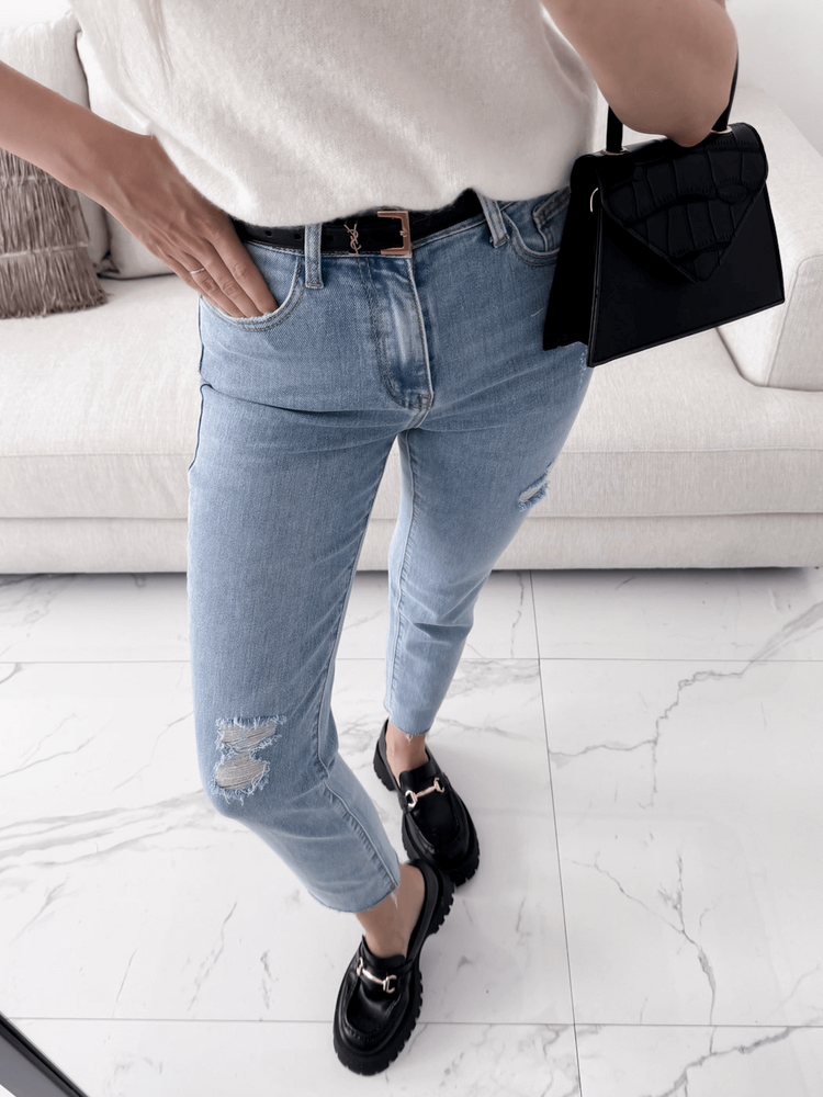 ALCUDIA - SPODNIE JEANSOWE MOM FIT JASNY JEANS