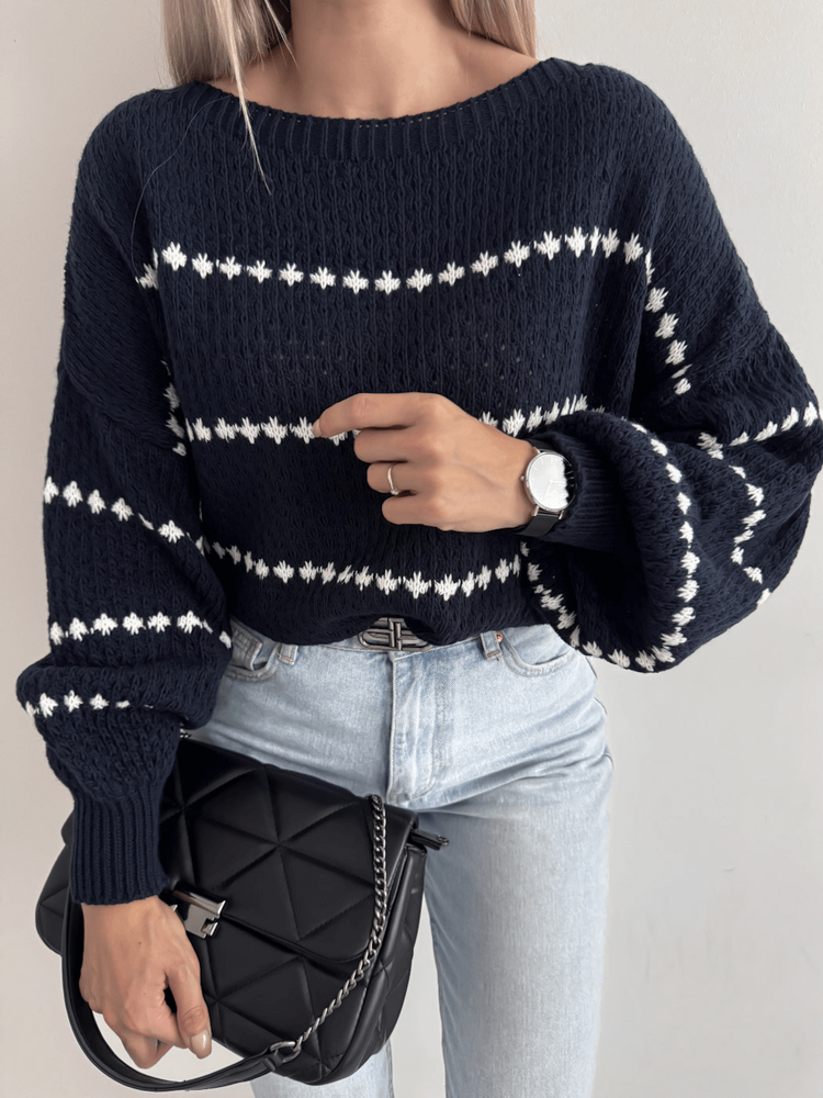 MARIN - OVERSIZOWY SWETER GRANAT W PASKI