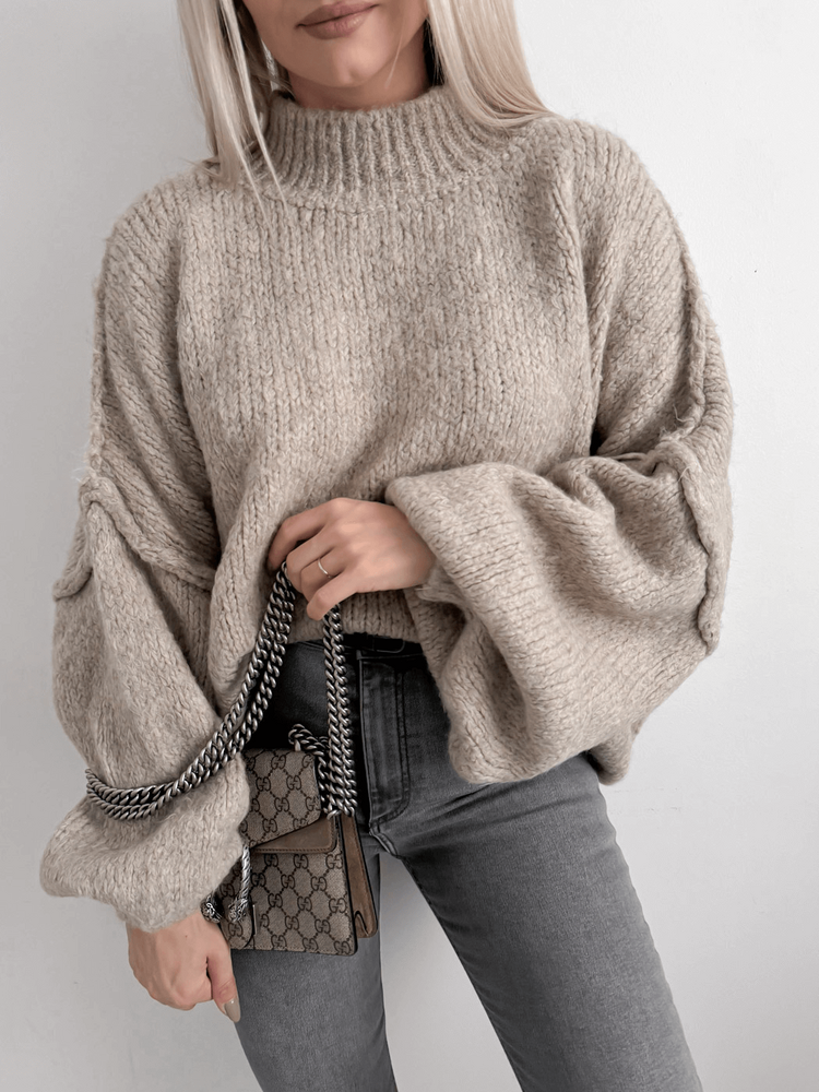 TULA - SWETER OVERSIZE Z WEŁNĄ MOCCA