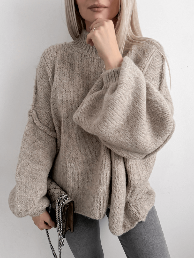 TULA - SWETER OVERSIZE Z WEŁNĄ MOCCA