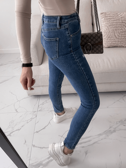 LENNIE - SPODNIE JEANSOWE TYPU SKINNY Z WYSOKIM STANEM CIEMNY JEANS